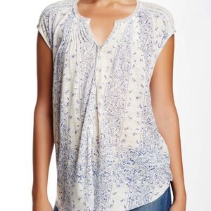Lucky Brand Milan linen blend lace blouse
